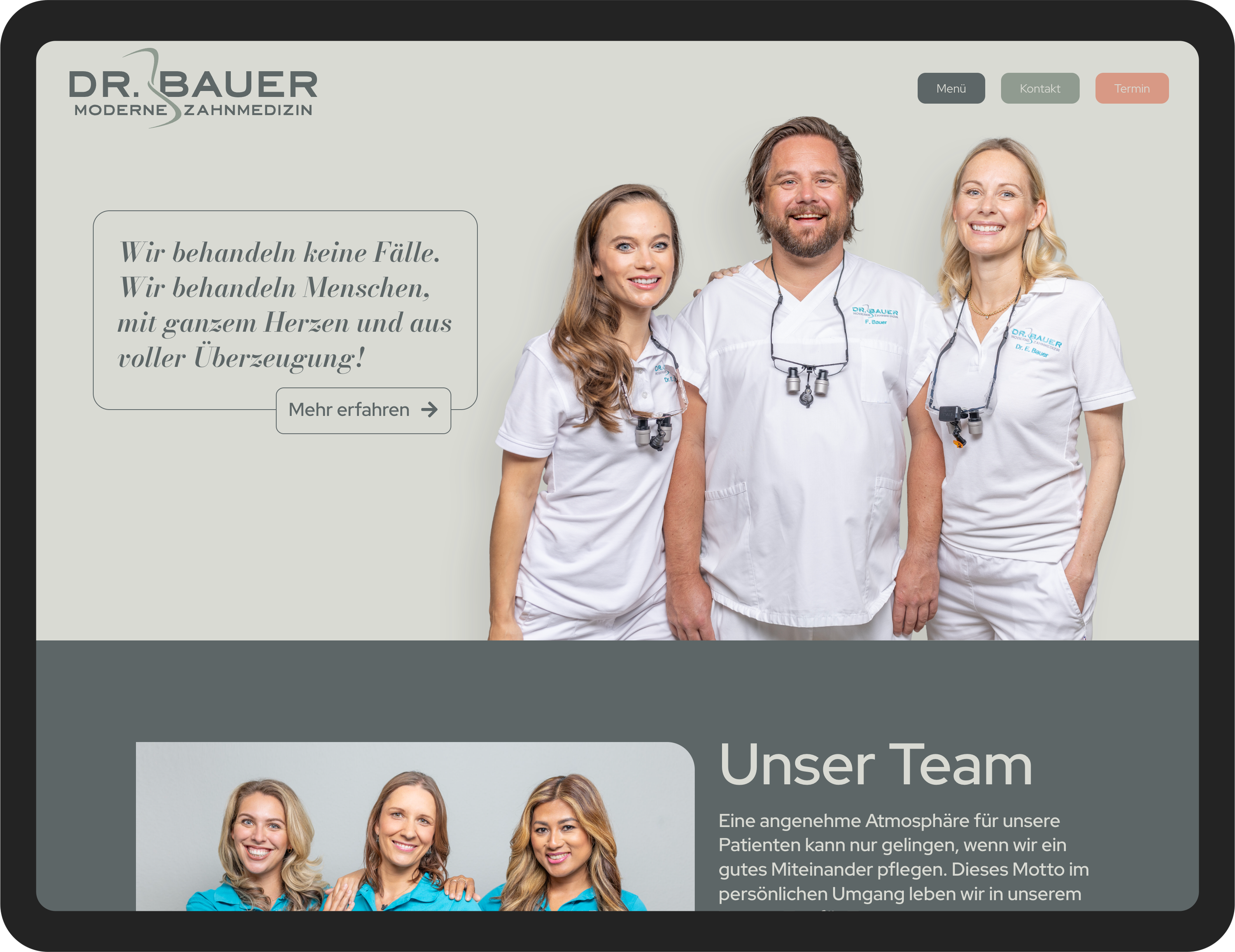Desktopansicht der Startseite von Dr Bauer